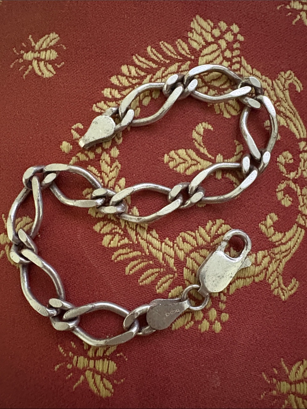 Silver Link Chain Bracelet - Heart Lobster Clasp